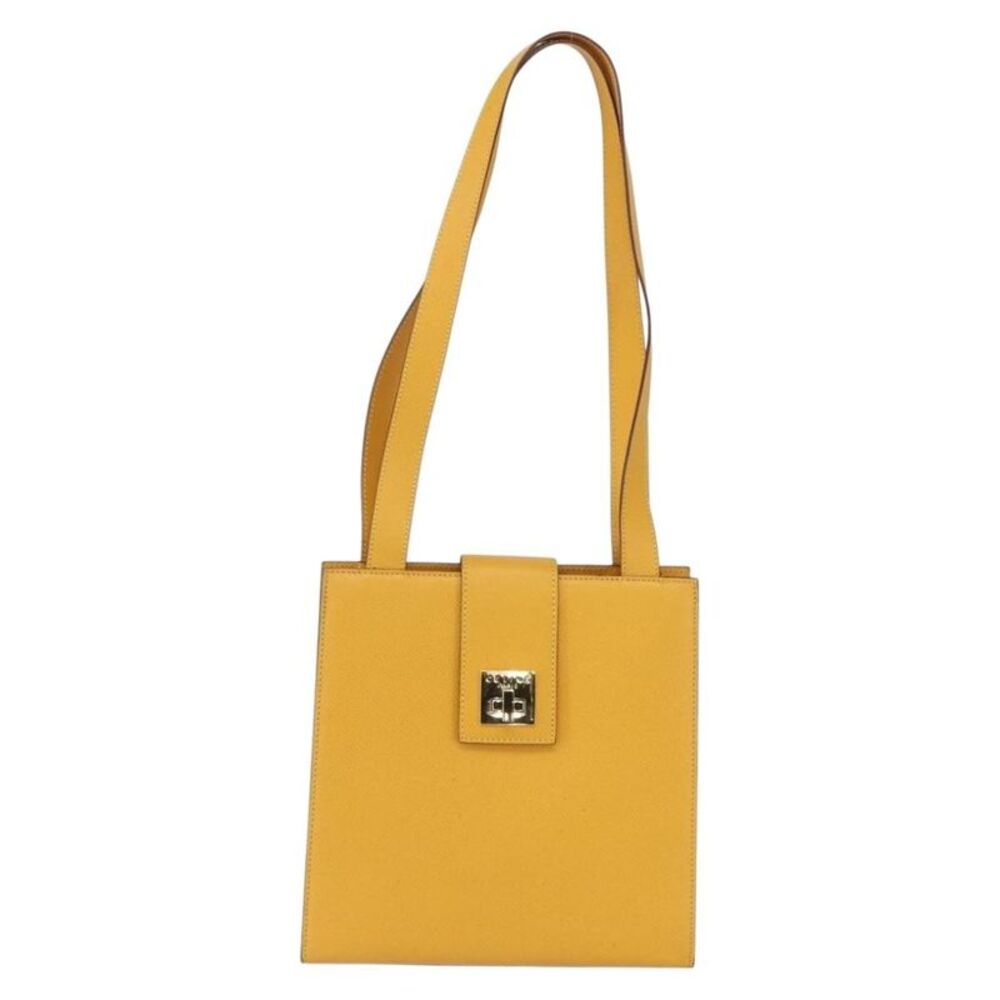 Celine Vintage Leather Yellow Leather Shoulder Bag Bag